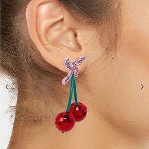 Betsey Johnson Red and Pink Cherry Earrings